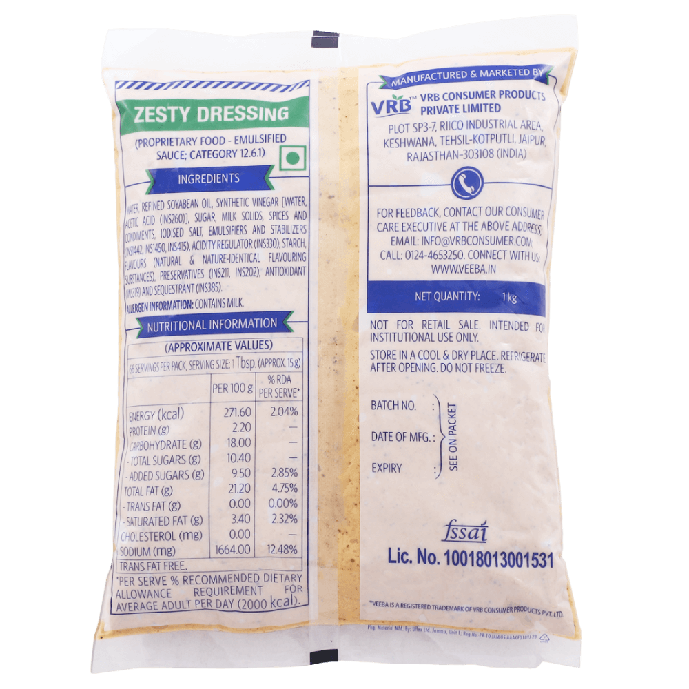 Veeba Zesty Dressing – 1KG