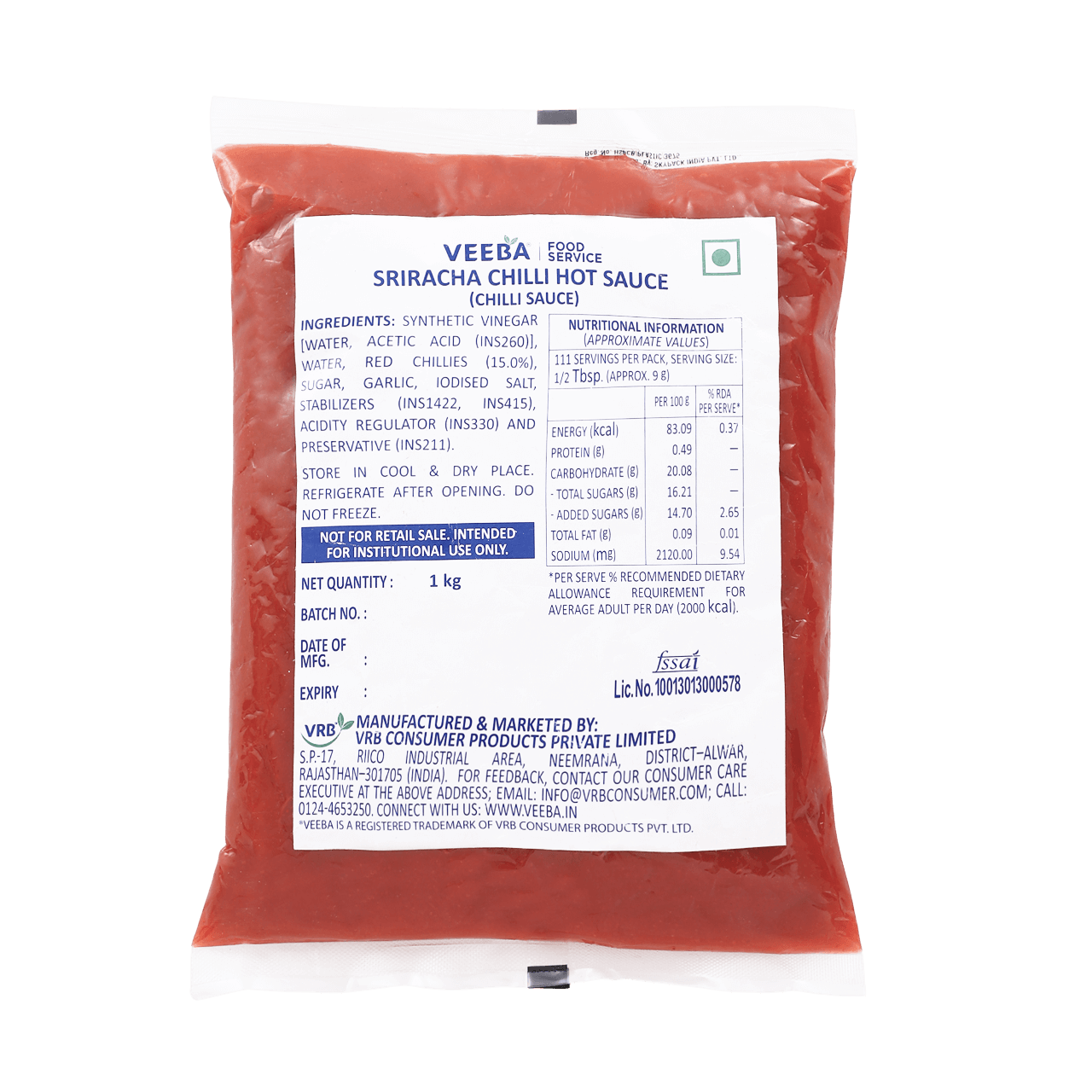 Veeba Sriracha Sauce – 1KG
