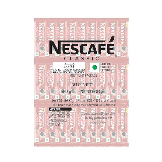 Nescafe Classic Instant Coffee Powder, 64.8 g (72 Sachets x 0.9 g)